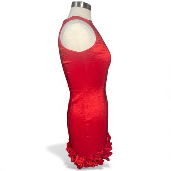 Vintage Jessica McClintock Red Cocktail Dress Ruffle Hem Evening Dress size 6 - Picture 2 of 9
